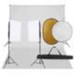 vidaXL Kit de studio photo avec éclairage toile de fond et réflecteur