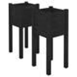 vidaXL Jardinières d'extérieur 2 pcs Noir 31x31x70 cm Bois de pin - TU