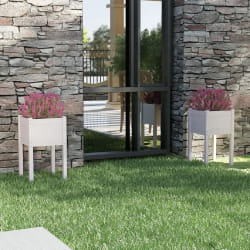 vidaXL Jardinières d'extérieur 2 pcs Blanc 40x40x70 cm Bois de pin - TU