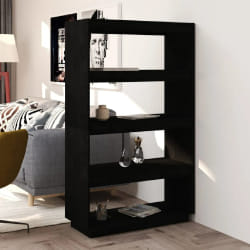 vidaXL Bibliothèque/Séparateur de pièce Noir 80x35x135 cm Pin massif