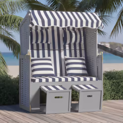 VidaXL 318660 chaise d'extérieur Terrace Siège rembourré Bois de pin, Polyester, Polyuréthane Bleu, Gris, Blanc - Vue supplémentaire 2