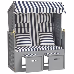 VidaXL 318660 chaise d'extérieur Terrace Siège rembourré Bois de pin, Polyester, Polyuréthane Bleu, Gris, Blanc - Vue supplémentaire 4