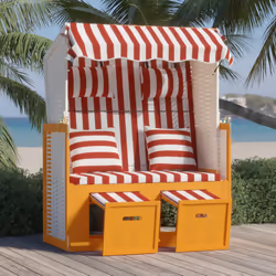 VidaXL 318665 chaise d'extérieur Terrace Siège rembourré Bois de pin, Polyester, Polyuréthane Rouge, Blanc - Vue supplémentaire 2