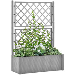 Vidaxl - Lit surélevé de jardin et treillis et système d'arrosage Gris