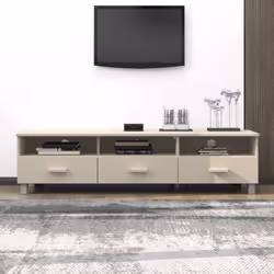 Ce meuble TV en bois constitue un supplément décoratif et pratique à votre décor. Le meuble TV est fabriqué en bois de pin ma ...