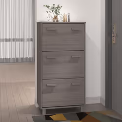 vidaXL Armoire à chaussures HAMAR Gris clair 59,5x35x117 cm Pin massif - TU