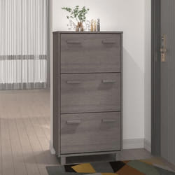 vidaXL Armoire à chaussures HAMAR Gris clair 59,5x35x117 cm Pin massif - TU