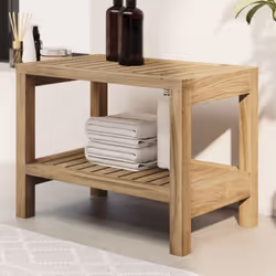 Cette table d'appoint de salle de bain en bois est un choix parfait pour ranger les serviettes et les accessoires de bain dan ...