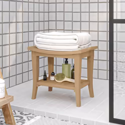 Cette table d'appoint de salle de bain en bois est un choix parfait pour ranger les serviettes et les accessoires de bain dan ...