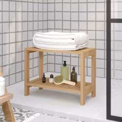 Cette table d'appoint de salle de bain en bois est un choix parfait pour ranger les serviettes et les accessoires de bain dan ...