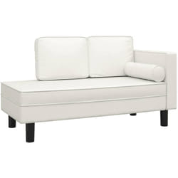 Chaise longue avec coussins et traversin crème similicuir vidaXL