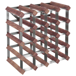 VidaXL 340892 porte-bouteilles Acier, Bois Marron