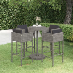 Les Tendances - Ensemble de bar de jardin 5 pcs et coussins Résine tressée Gris