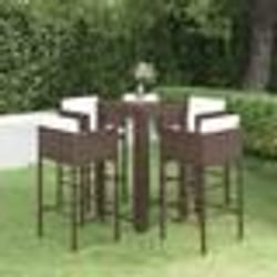 vidaXL Ensemble bar de jardin 5 pcs et coussins Résine tressée Marron - TU