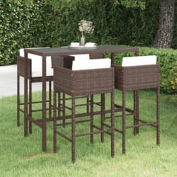 Vidaxl - Meubles de bar de jardin 5pcs et coussins Résine tressée Marron