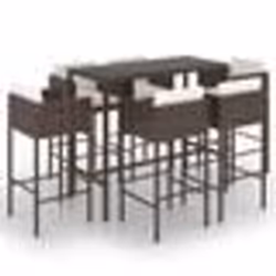 vidaXL Ensemble de bar de jardin 7pcs coussins Résine tressée Marron - TU