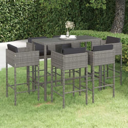 Vidaxl - Ensemble de bar de jardin 7 pcs et coussins Résine tressée Gris