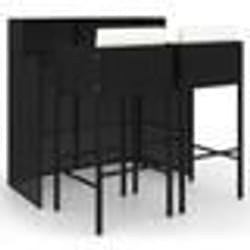 vidaXL Ensemble de bar de jardin 3 pcs et coussins Résine tressée Noir - TU