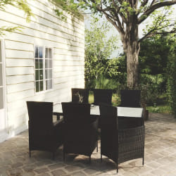 vidaXL Salon de jardin 7 pcs avec coussins résine tressée noir
