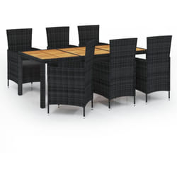 Salon De Jardin 7 Pcs Avec Coussins Résine Tressée Noir Vidaxl