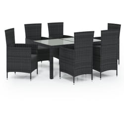 Salon De Jardin 7 Pcs Avec Coussins Résine Tressée Noir Vidaxl