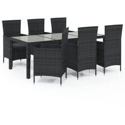 Salon De Jardin 7 Pcs Avec Coussins Résine Tressée Noir Vidaxl