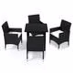 vidaXL Ensemble à dîner de jardin avec coussins 5 pcs poly rotin noir - TU