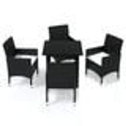 vidaXL Ensemble à dîner de jardin avec coussins 5 pcs poly rotin noir - TU