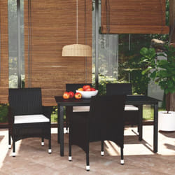 Vidaxl - Ensemble à dîner de jardin avec coussins 5 pcs poly rotin noir