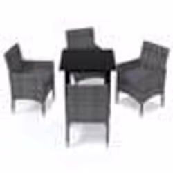 vidaXL Ensemble à manger de jardin coussins 5pcs Résine tressée Gris - TU