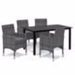 vidaXL Ensemble à manger de jardin coussins 5pcs Résine tressée Gris - TU
