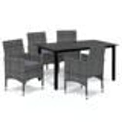 vidaXL Ensemble à manger de jardin coussins 5pcs Résine tressée Gris - TU