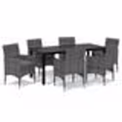vidaXL Ensemble à manger de jardin coussins 7pcs Résine tressée Gris - TU