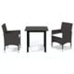 vidaXL Ensemble à dîner de jardin avec coussins 3 pcs poly rotin brun - TU