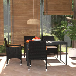 vidaXL Ensemble à dîner de jardin avec coussins 5 pcs poly rotin noir - TU