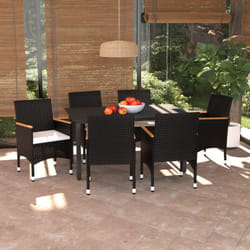 Vidaxl - Mobilier à dîner de jardin et coussins 7pcs Résine tressée Noir
