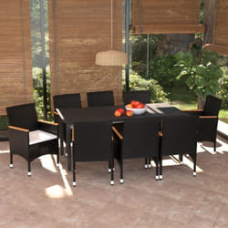 Vidaxl - Ensemble à manger de jardin coussins 9pcs Résine tressée Noir