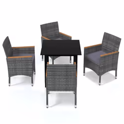 vidaXL Ensemble à manger de jardin coussins 5pcs Résine tressée Gris - TU