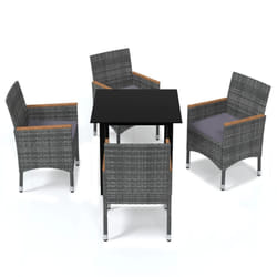 vidaXL Ensemble à manger de jardin coussins 5pcs Résine tressée Gris - TU