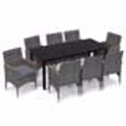 vidaXL Ensemble à manger de jardin coussins 9pcs Résine tressée Gris - TU