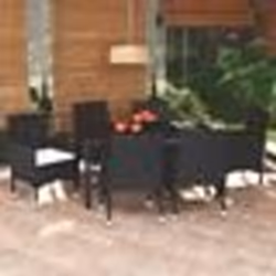 vidaXL Ensemble à manger de jardin coussins 7pcs Résine tressée Noir