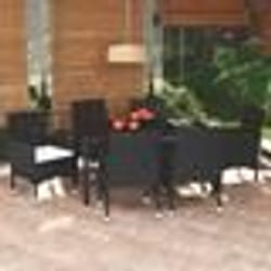 vidaXL Ensemble à manger de jardin coussins 7pcs Résine tressée Noir