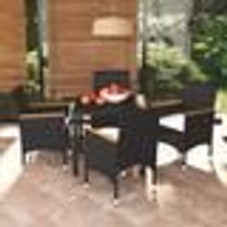 vidaXL Ensemble à dîner de jardin avec coussins 5 pcs poly rotin noir