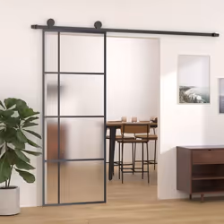 vidaXL Porte coulissante Verre ESG dépoli et aluminium 76x205 cm Noir
