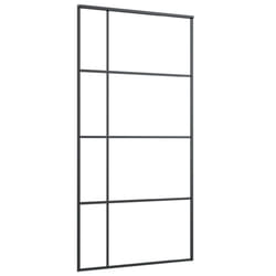 vidaXL Porte coulissante Verre ESG dépoli aluminium 102,5x205 cm Noir