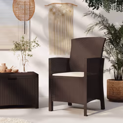 VidaXL 318225 chaise d'extérieur Terrace Siège rembourré Polyéthylène, Rotin Beige, Marron