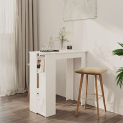 vidaXL Table de bar et étagère Blanc 102x50x103,5 cm Bois d'ingénierie