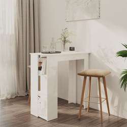 Vidaxl - Table de bar et étagère Blanc brillant Bois d'ingénierie