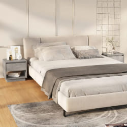 vidaXL Tables de chevet 2 pcs Gris béton 45x34x44 cm Bois d'ingénierie - TU
