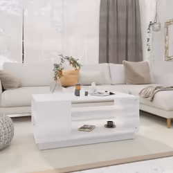vidaXL Table basse blanc 102x55x43 cm bois d'ingénierie - TU
